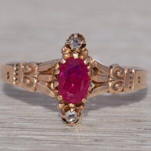 Ruby and Natural Diamond Ring in Rose Gold